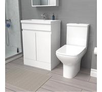 Nes Home 600mm White Basin Vanity & Rimless Close Coupled Toilet
