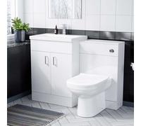 Nes Home 600mm White Basin Vanity & WC Unit & Back to Wall Toilet