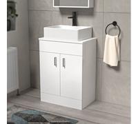 Nes Home 600mm White Vanity Cabinet And Rectangle Counter Top Basin Sink Unit