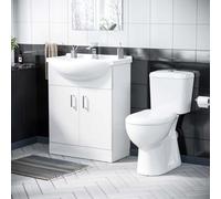 Nes Home 650 mm Basin Vanity Sink Unit & Back To Wall Toilet Suite