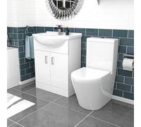 Nes Home 650mm Freestanding Basin Vanity Unit & Rimless Close Coupled Toilet