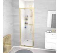 Nes Home 700 x 1850mm Shower Enclosure Pivot Door Brushed Brass