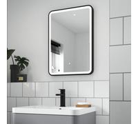 Nes Home 700 X 500mm Black Frame Touch Sensor Led Rectangular Mirror With Demister