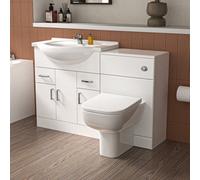 Nes Home 750mm Floor Standing Vanity With Basin & Wc With Btw Toilet - White