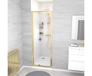 Nes Home 760 x 1850mm Shower Enclosure Pivot Door Brushed Brass