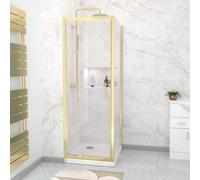 Nes Home 760 x 700mm Pivot Door Shower Enclosure & Side Panel Brushed Brass