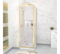 Nes Home 760 x 700mm Pivot Door Shower Enclosure & Side Panel Brushed Brass