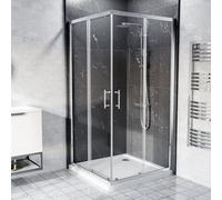 Nes Home 760 X 760mm Corner Entry Sliding Door Shower Enclosure With Tray Chrome
