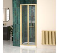Nes Home 760mm Brushed Brass Bi-fold Shower Door Tempered Glass