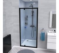 Nes Home 760mm Pivot Shower Door Enclosure Screen 6mm Tempered Glass Matte Black