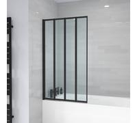 Nes Home 800 x 1400 mm 4 Fold Door Bath Shower Screen Black Frame