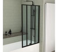 Nes Home 800 x 1400 mm Black Frame 4 Fold Door Bath Shower Screen