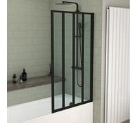 Nes Home 800 x 1400 mm Black Frame 4 Fold Door Bath Shower Screen