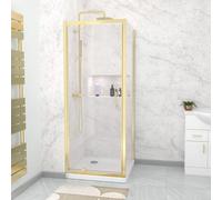 Nes Home 800 x 800mm Pivot Door Shower Enclosure & Side Panel Brushed Brass