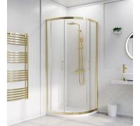 Nes Home 800 x 800mm Quadrant Shower Enclosure Brushed Brass with Shower Tray
