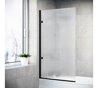 Nes Home 800mm Fluted Bath Screen, Easy Clean Matte Black Aluminium and Parts