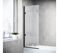 Nes Home 800mm Fluted Bath Screen, Easy Clean Matte Black Aluminium and Parts