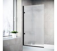 Nes Home 800mm Fluted Bath Screen, Easy Clean Matte Black Aluminium and Parts