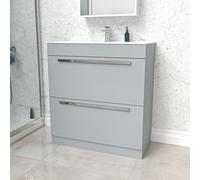 Nes Home 800mm Matte Grey 2 drawers Stylish Slim Basin Vanity Unit