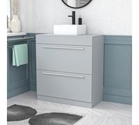 Nes Home 800mm Matte Grey Basin Vanity And Rectangle Counter Top Basin Sink Unit