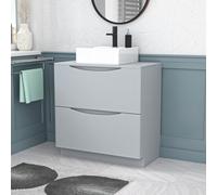 Nes Home 800mm Matte Grey Bathroom 2 Drawers Vanity & Worktop With Square Basin