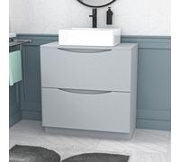 Nes Home 800mm Matte Grey Bathroom Vanity Unit, Worktop With Square Bowl Basin