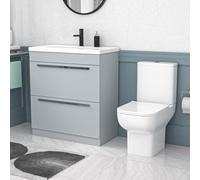 Nes Home 800mm Matte Grey Drawers Basin Vanity Unit Square Close Coupled Toilet