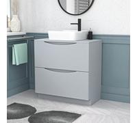 Nes Home 800mm Matte Grey Drawers Vanity, Worktop & Square Rounded Corner Basin