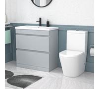 Nes Home 800mm Matte Grey Handleless Drawers Basin Vanity Close Coupled Toilet