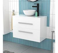 Nes Home 800mm Wall Hung Drawers Cabinet with Countertop Basin and Worktop