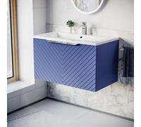 Nes Home 800mm Wall Hung Vanity Double Drawers Matte Blue with Basin