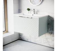 Nes Home 800mm Wall Hung Vanity Double Drawers Matte Green with Basin