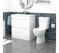 Nes Home 800mm White 2 Drawers Handleless Basin Vanity Close Coupled Toilet