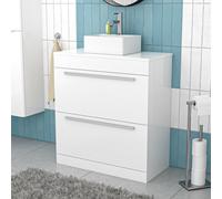 Nes Home 800mm White Basin Vanity And Rectangle Counter Top Basin Sink Unit