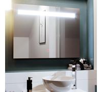 Nes Home 800x600mm LED Bathroom Mirror with Anti-fog Function, Touch Sensor Switch, Cool White Lighting Vertical & Horizontal in Silver Nes Home Silver
