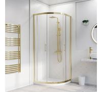 Nes Home 900 x 900mm Quadrant Shower Enclosure Brushed Brass with Shower Tray