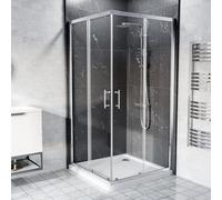 Nes Home 900 x 900mm Corner Entry Sliding Door Shower Enclosure With Tray Chrome