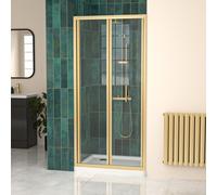 Nes Home 900mm Brushed Brass Bi-fold Shower Door Tempered Glass