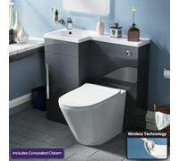 Nes Home 900mm Dark Grey Left Hand Basin Vanity Unit With Toilet Wc
