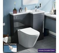 Nes Home 900mm Dark Grey Rh Vanity Unit Basin With Toilet Wc Combination Elora