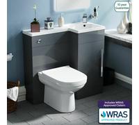 Nes Home 900mm Grey L-Shape Rh Vanity Unit And Toilet Bathroom Debra