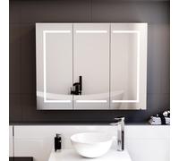 Nes Home 900mm LED 2 Doors White Bathroom Mirror Cabinet Battery Powered