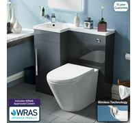 Nes Home 900mm Left Hand Cloakroom Grey Basin Vanity Unit And Toilet Pan Ellen