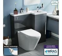 Nes Home 900mm Right Hand Cloakroom Grey Basin Vanity Unit And Toilet Pan Ellen