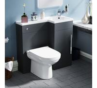 Nes Home 900mm Right Hand Matt Grey Basin Vanity, WC Unit & Back To Wall Toilet