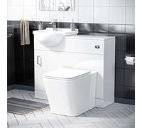 Nes Home 950 mm Basin Sink Vanity Unit and WC Toilet Compact Bathroom Suite Set| Elora