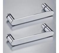Nes Home A Pair of Universal Rounded Chrome 160 mm Shower Door Handles in Silver Nes Home Silver