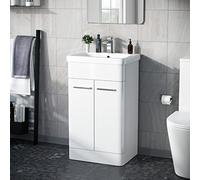 Nes Home Afern 500mm Freestanding Vanity Unit Cabinet and Wash Basin White