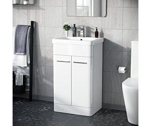 Nes Home Afern 500mm Freestanding Vanity Unit Cabinet and Wash Basin White