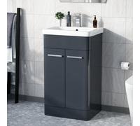 Nes Home Afern 500mm Freestanding Vanity Unit Cabinet & Wash Basin Anthracite Flat Pack